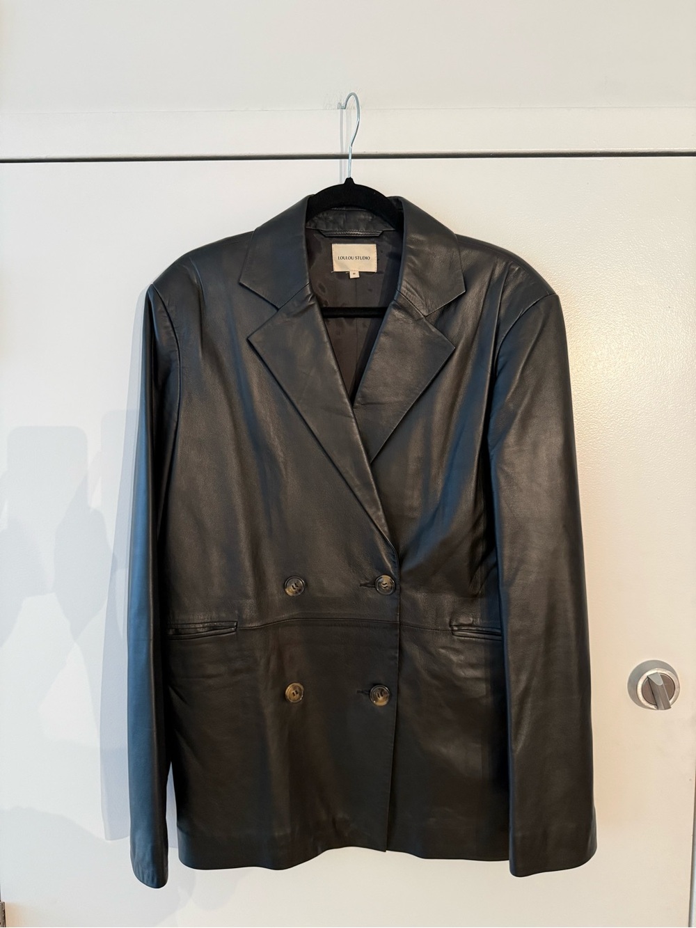 Loulou Studio Leather Double-Breasted Jacket - Black